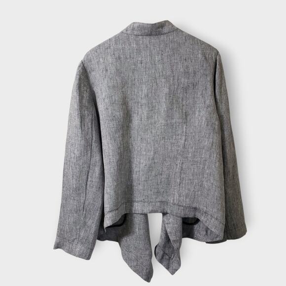 Coldwater Creek Linen Open Draped Asymmetric Jacket Grey Herringbone Sz XL (18) - Picture 4 of 11